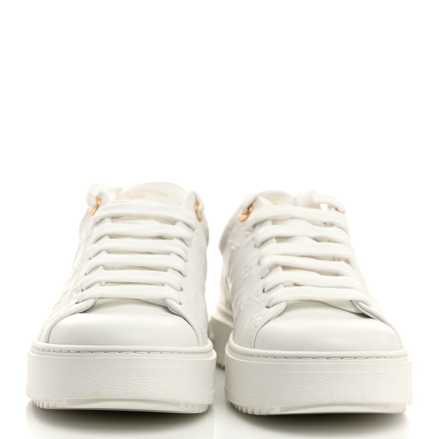 Louis Vuitton Lambskin Embossed Monogram Time Out Sneakers 40 White 2 of 8