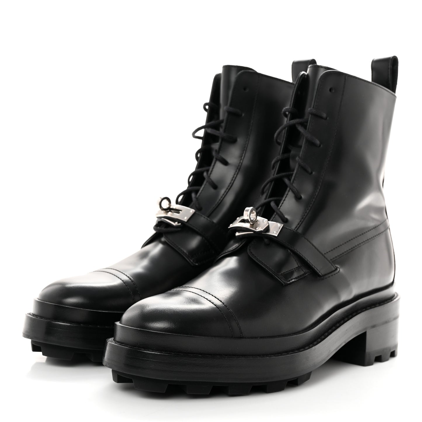 Glossed Calfskin Funk Ankle Boots 36.5 Black
