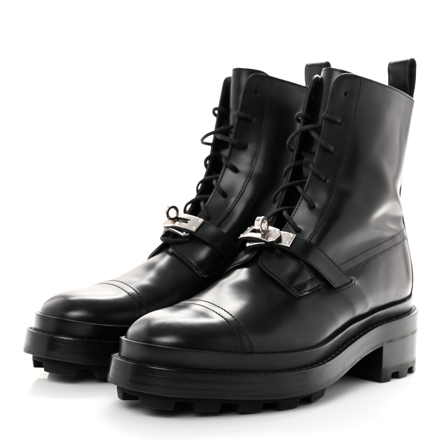 Hermes Glossed Calfskin Funk Ankle Boots 36.5 Black 3 of 9