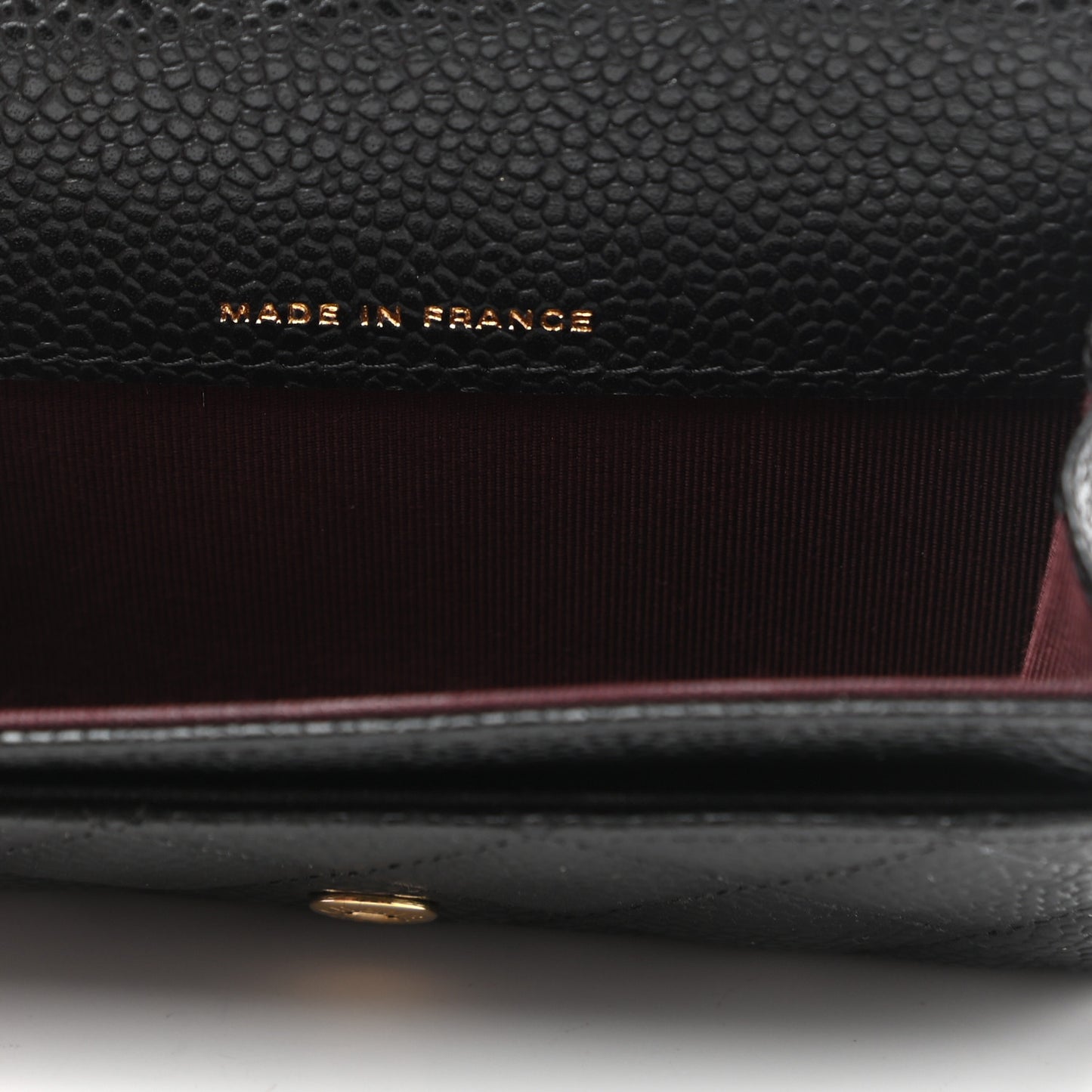 Caviar Quilted Flap Card Holder Wallet Black