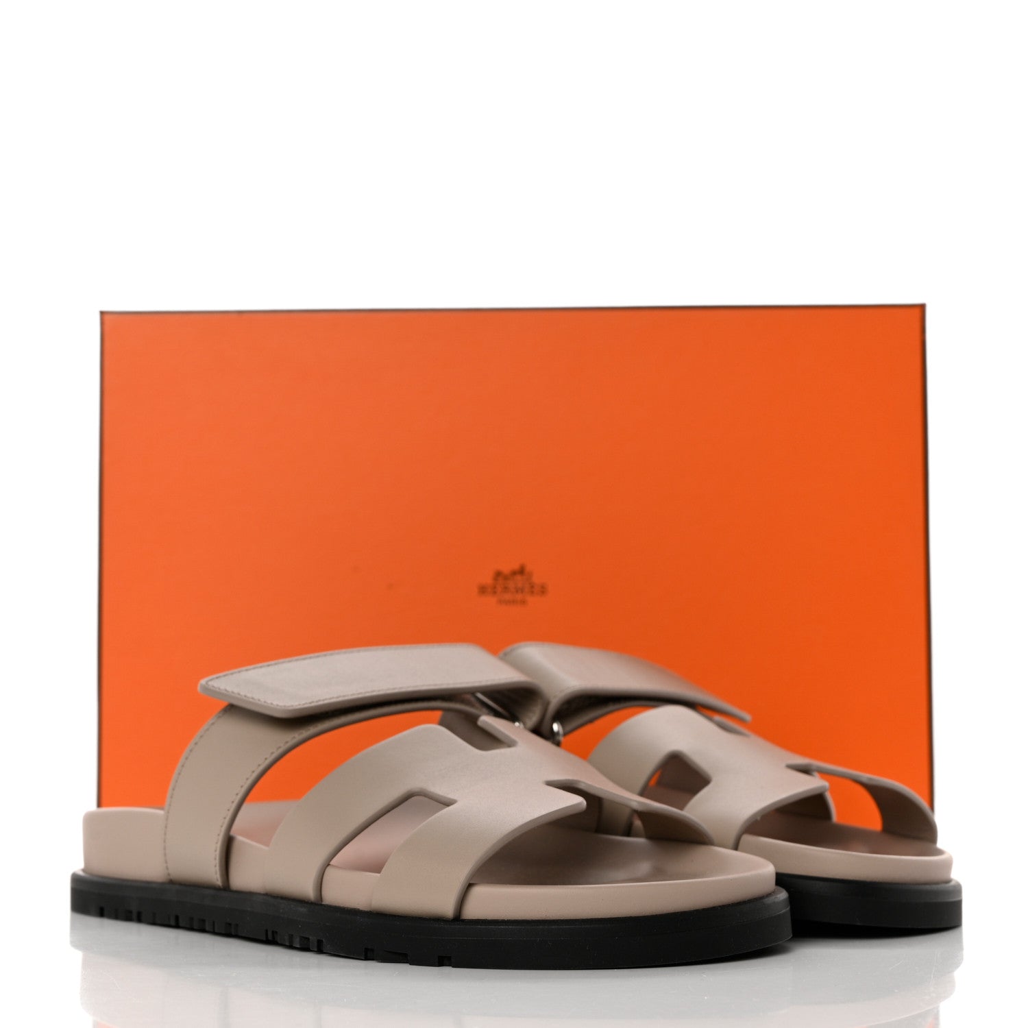 Hermes Calfskin Womens Chypre Sandals 35 Beige Mastic 9 of 9