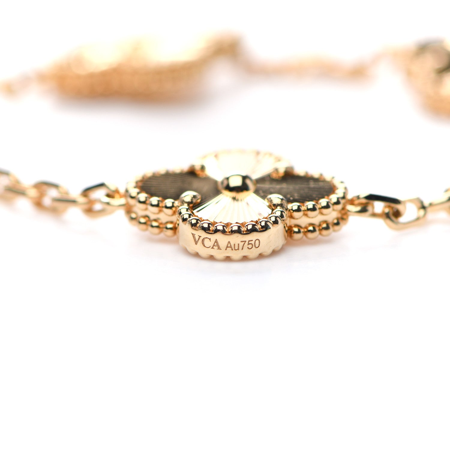 Van Cleef & Arpels 18K Yellow Gold 5 Motifs Guilloche Vintage Alhambra Bracelet 4 of 7
