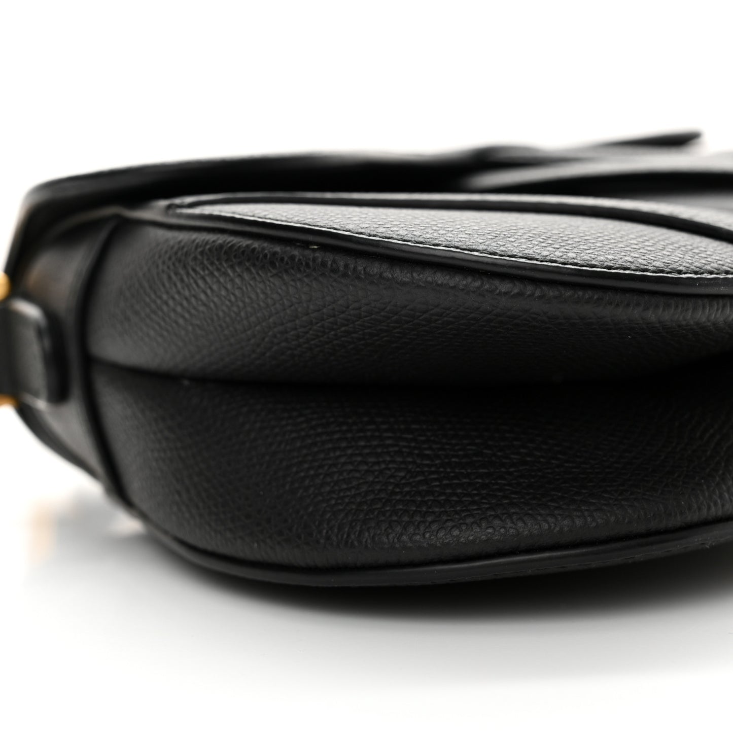 Grained Calfskin Mini Saddle Bag Black