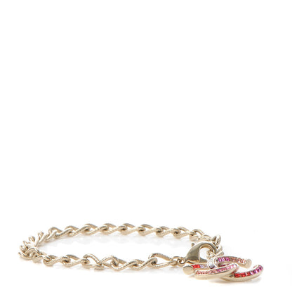 Chanel Baguette Crystal CC Bracelet Gold Fuchsia Purple 1 of 8