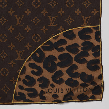Louis Vuitton Silk Leopard Monogram Square Scarf 3 of 5
