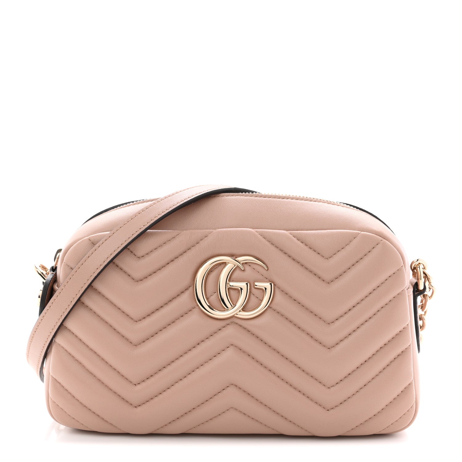 Gucci Calfskin Matelasse Small GG Marmont Camera Bag Pink Beige 1 of 12