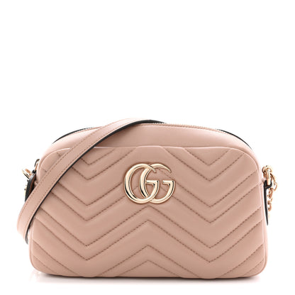 Gucci Calfskin Matelasse Small GG Marmont Camera Bag Pink Beige 1 of 12