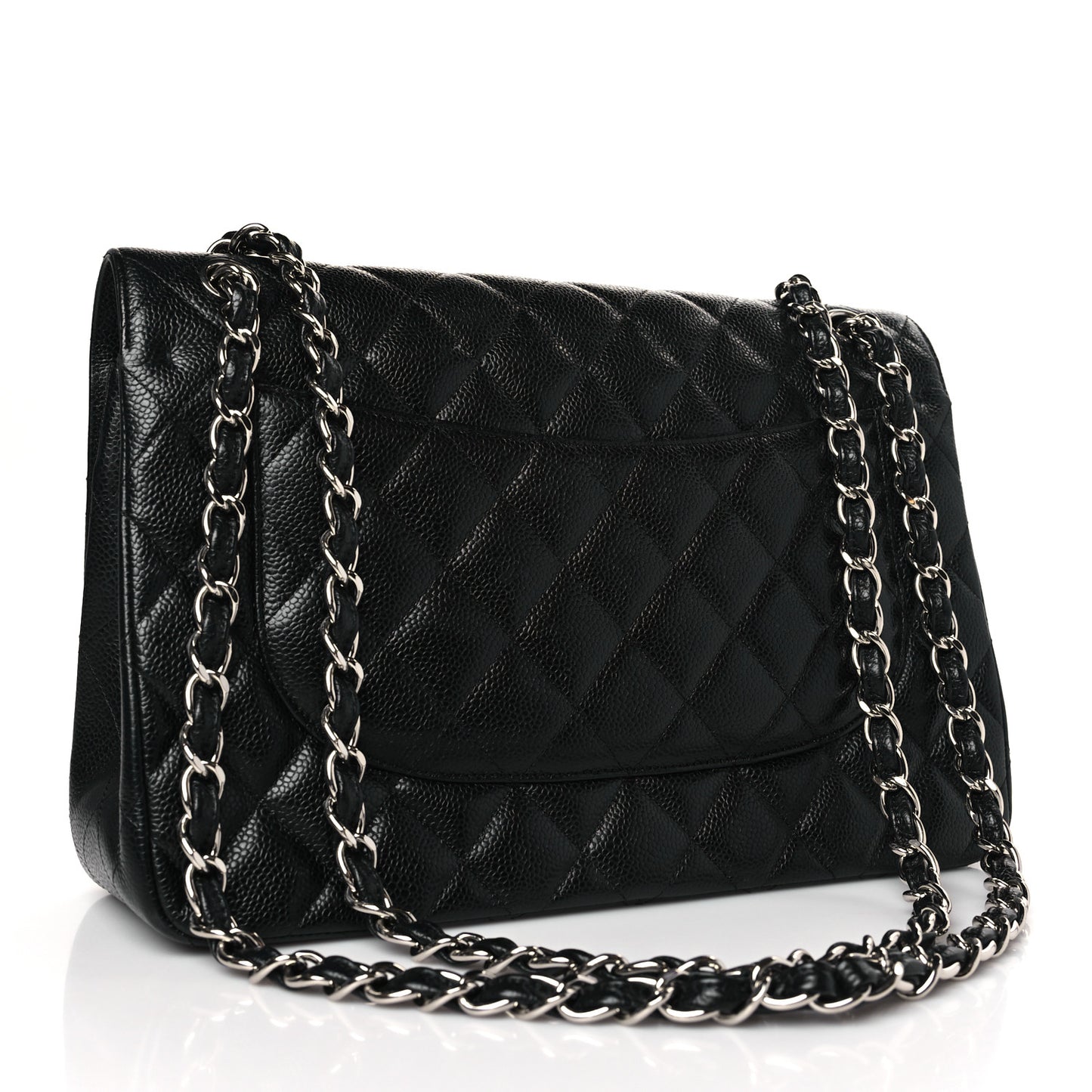 Caviar Quilted Jumbo Double Flap Black