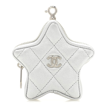 Chanel Metallic Lambskin Walk Of Fame Star Clip On Coin Purse Silver 1 of 8