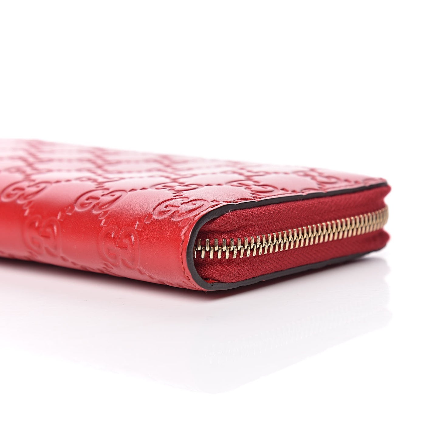 Guccissima Signature Zip Around Wallet Hibiscus Red
