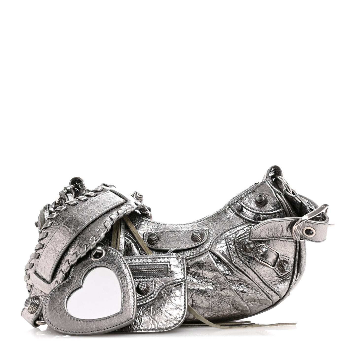 Metallic Agneau Arena Le Cagole Shoulder Bag XS Silver