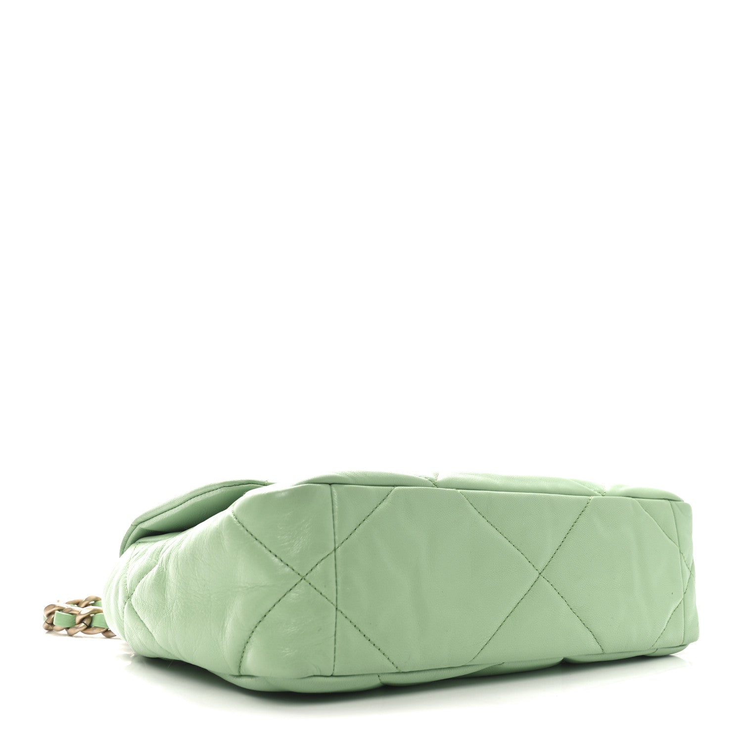 Chanel Goatskin Quilted Medium Chanel 19 Flap Light Green 4 of 10