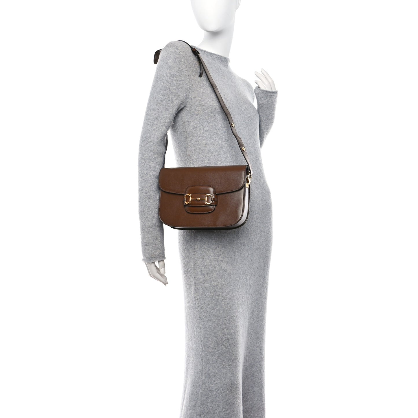 Azalea Calfskin Horsebit 1955 Shoulder Bag Brown Sugar