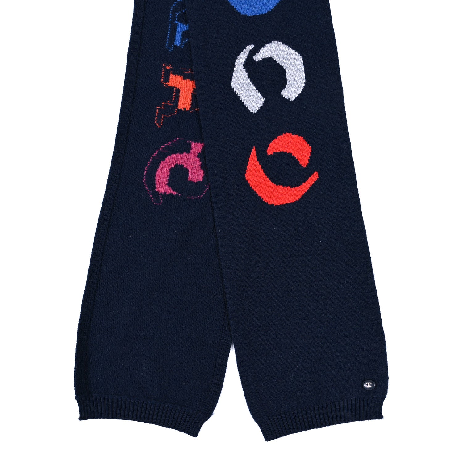 Chanel Cashmere Gabrielle Coco Scarf Navy Multicolor 3 of 5