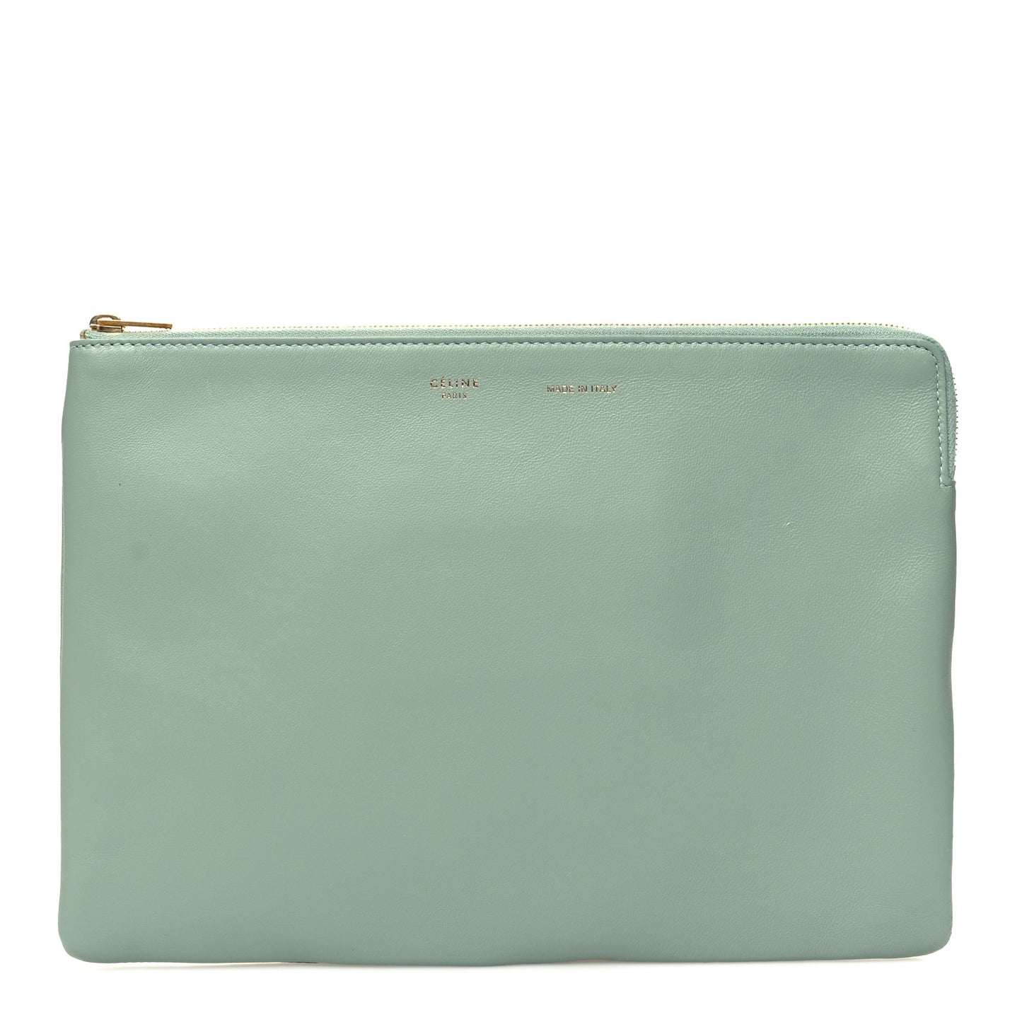 Cloudy Lambskin Solo Zip Pouch Celadon