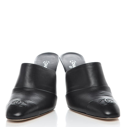 Chanel Lambskin Cap Toe CC Mules 38 Black 7 of 10