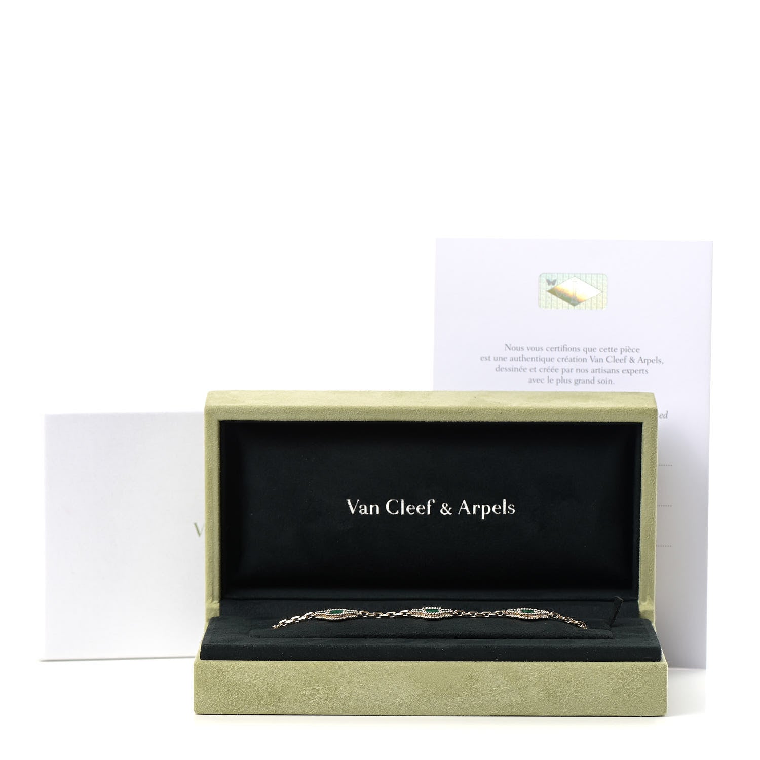 Van Cleef & Arpels 18K Yellow Gold Malachite 5 Motifs Vintage Alhambra Bracelet 6 of 6