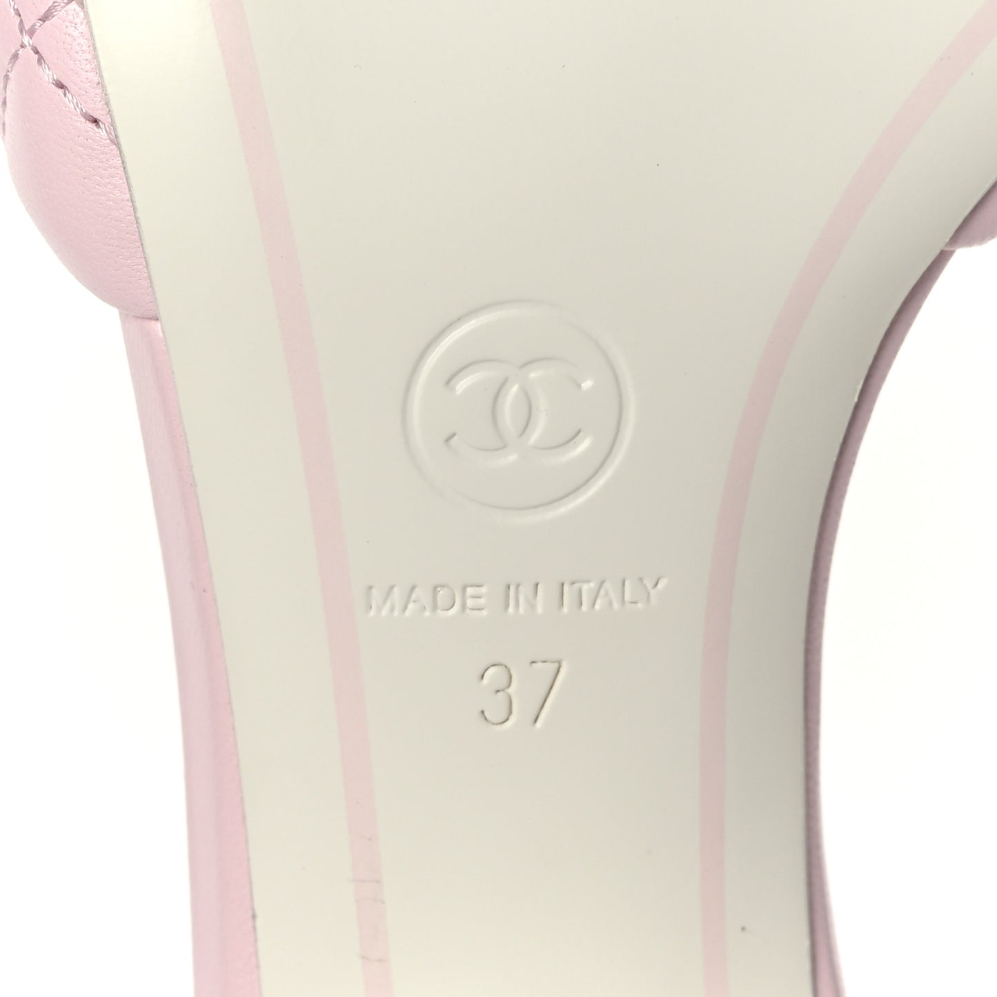 Lambskin Quilted Textured CC Mules 37 Light Pink