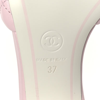 Chanel Lambskin Quilted Textured CC Mules 37 Light Pink 8 of 8