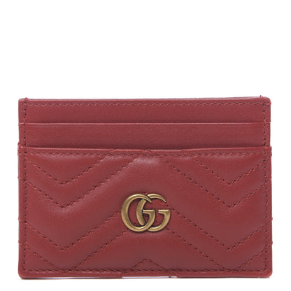 Gucci Calfskin Matelasse GG Marmont Card Holder Hibiscus Red 1 of 6