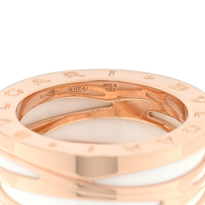 Bulgari 18K Rose Gold White Ceramic B.Zero1 Legend Four-Band Ring 53 6.5 4 of 5