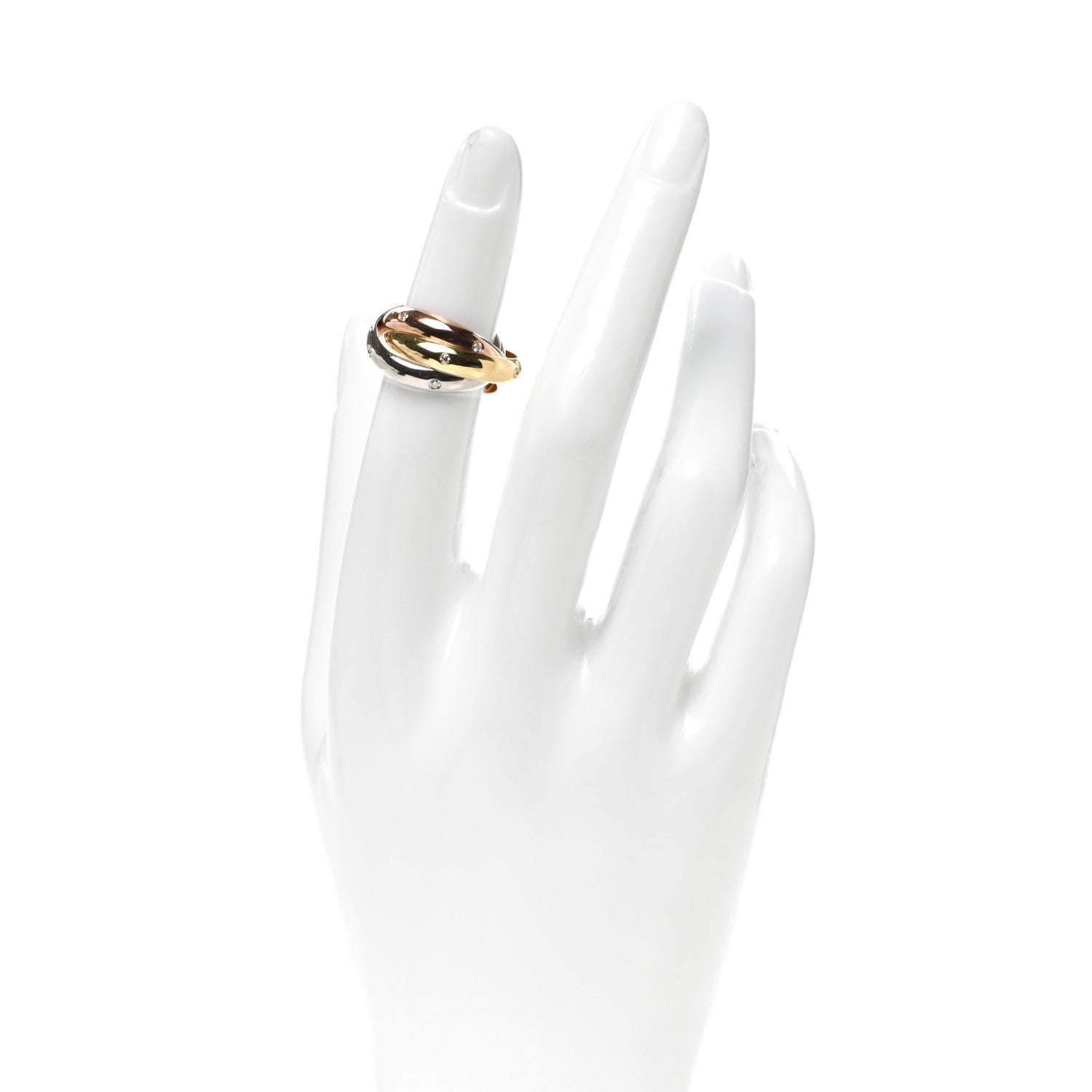 Cartier 18K Pink Yellow White Gold Diamond Trinity Ring 50 5.25 2 of 5
