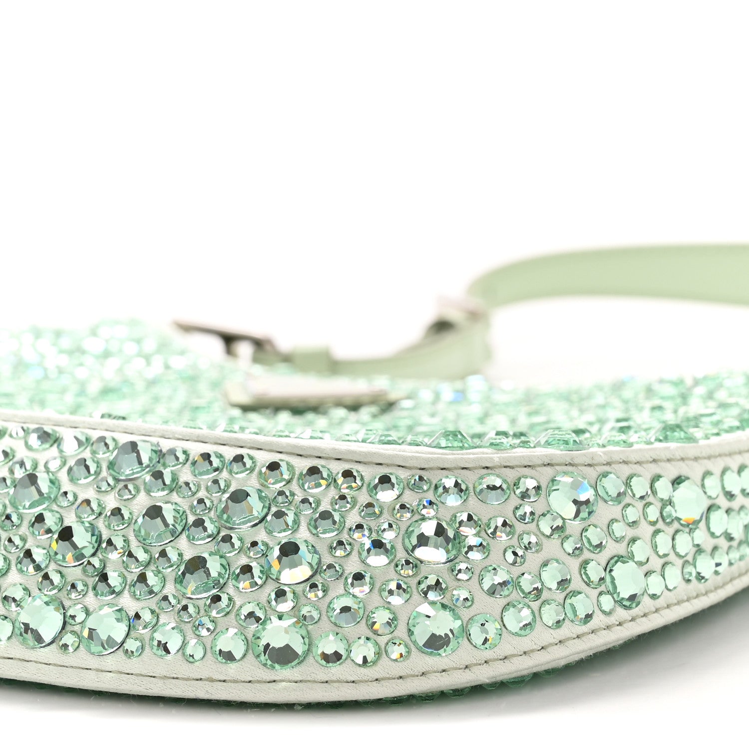 Prada Satin Crystal Cleo Adjustable Strap Shoulder Bag Acqua 10 of 11