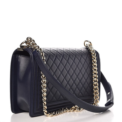 Chanel Lambskin Quilted New Medium Boy Flap Dark Navy Blue 3 of 7