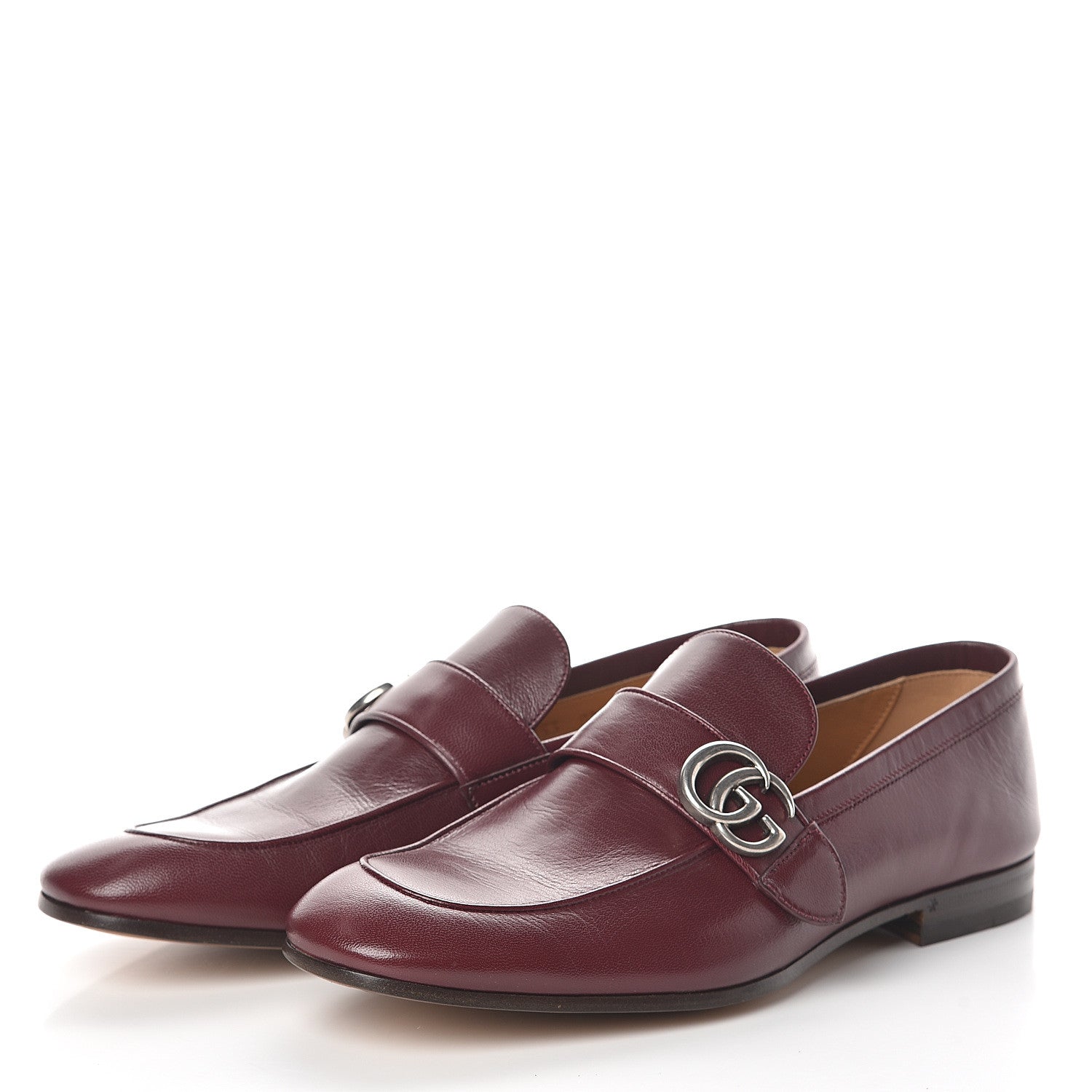 Gucci Goatskin Mens GG Loafers 8.5 Strong Red 3 of 7