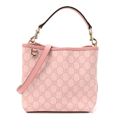 Gucci GG Supreme Monogram Emblem Mini Bucket Bag Pink 1 of 9