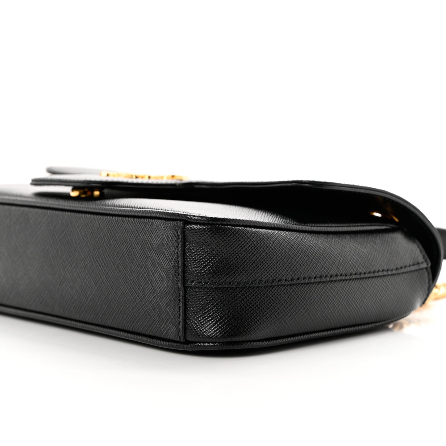 Saffiano Flap Shoulder Bag Black