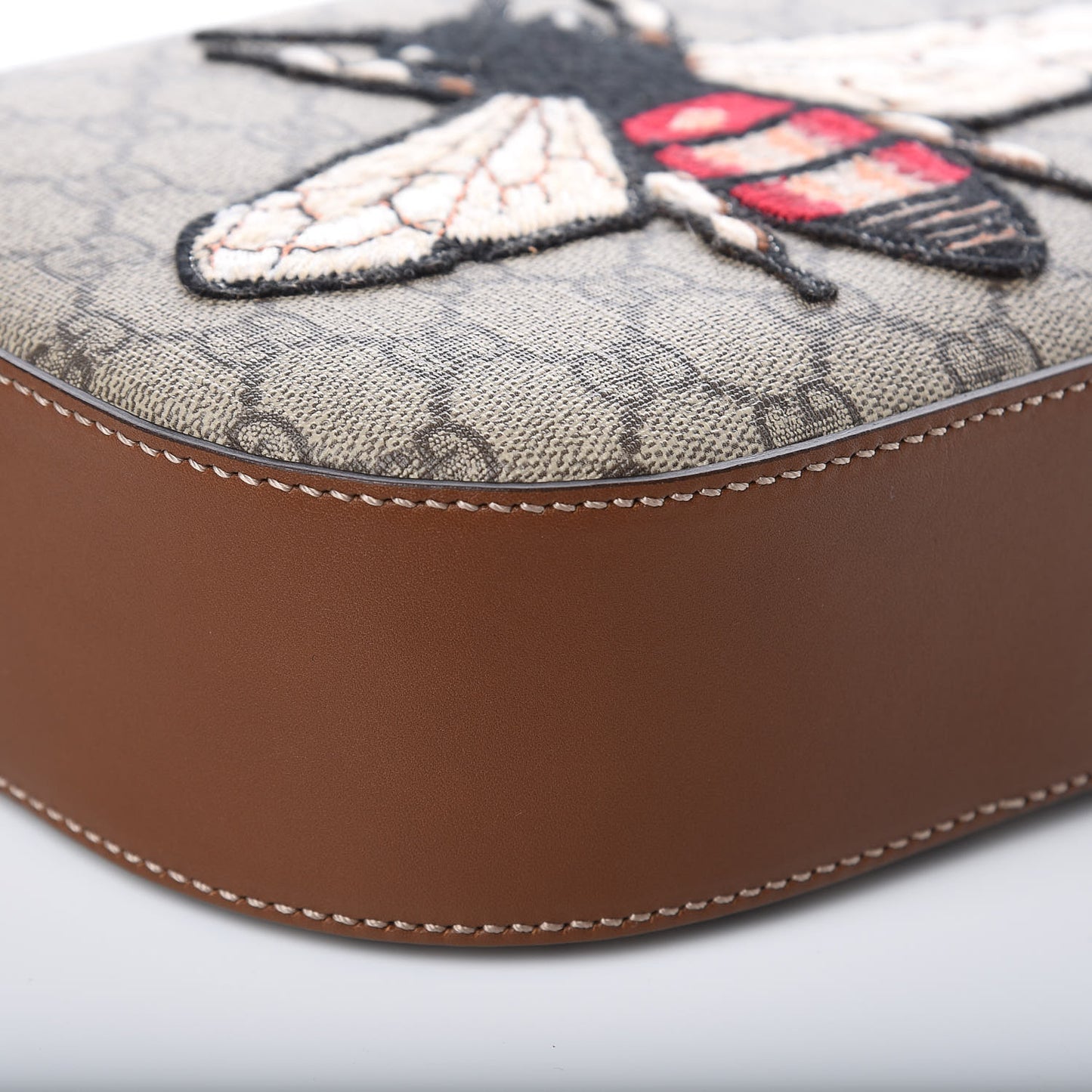 GG Supreme Monogram Bee Embroidered Mini Chain Shoulder Bag Beige Tuscany