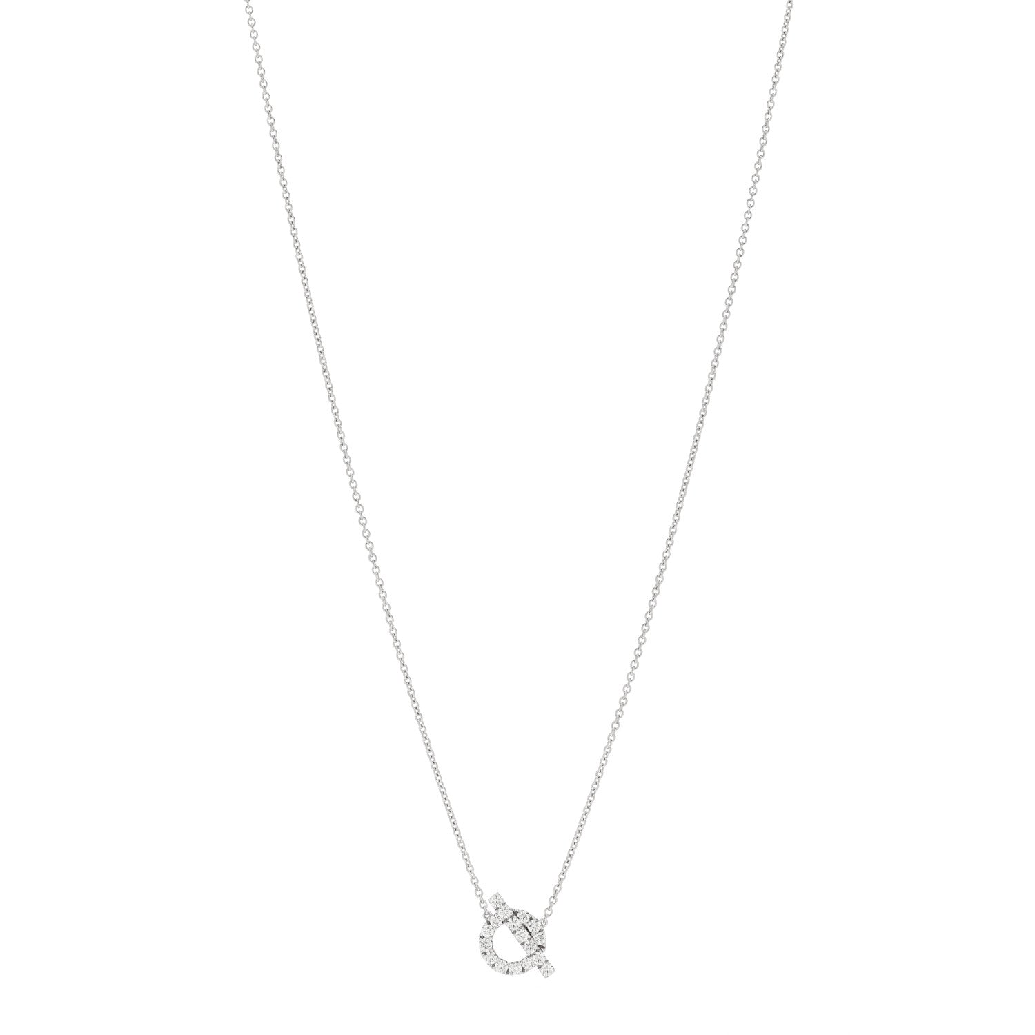 Hermes 18K White Gold Diamond Finesse Pendant Necklace 1 of 4