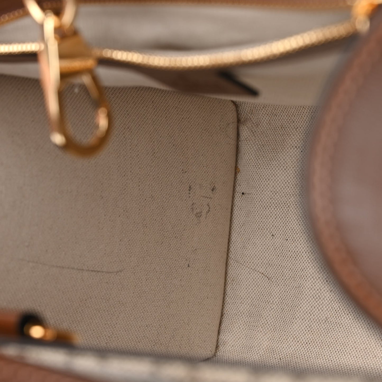 GG Supreme Monogram Azalea Calfskin Small Retro Interlocking G Tote Bag Beige Ebony Brown Sugar