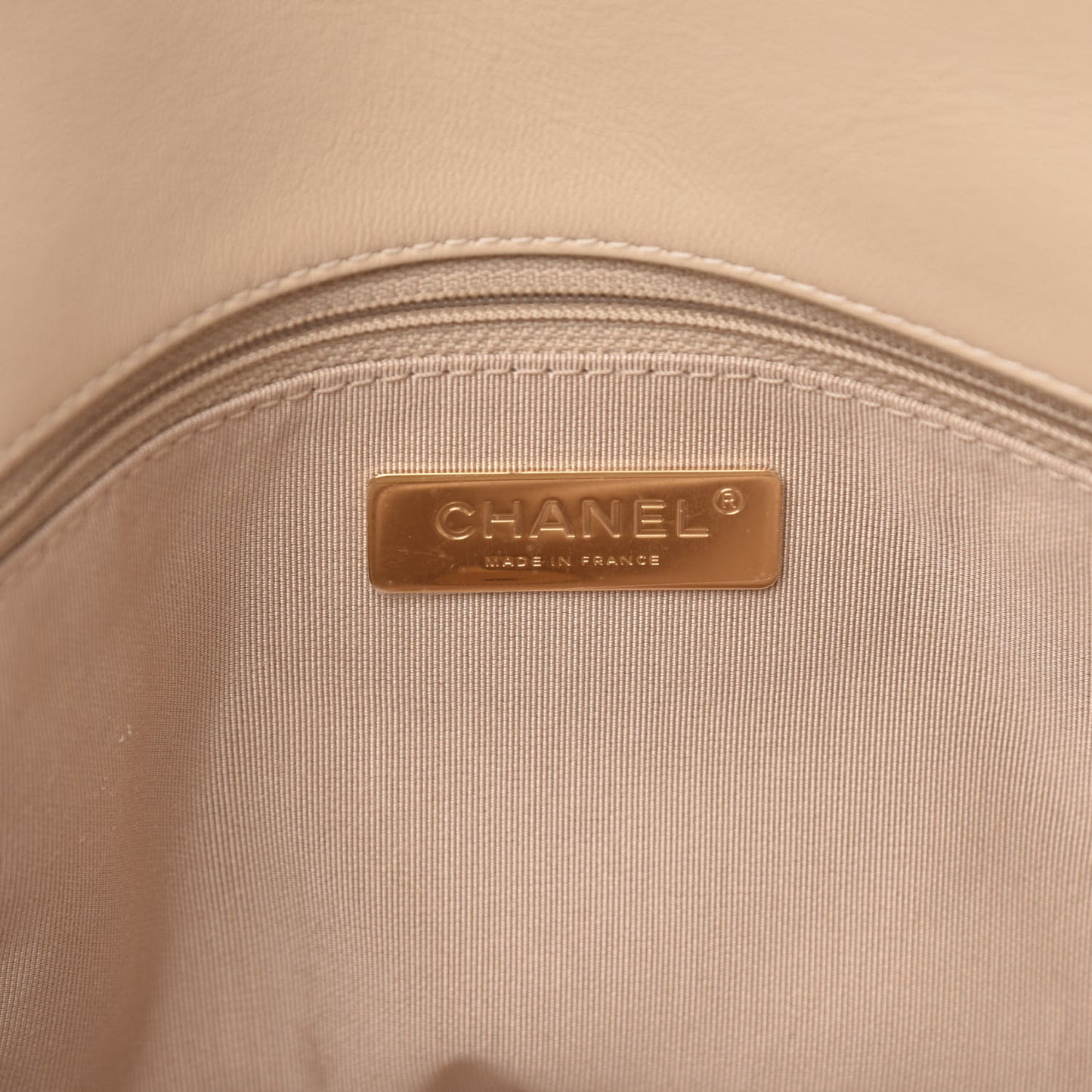 Lambskin Quilted Large 19 Flap Beige