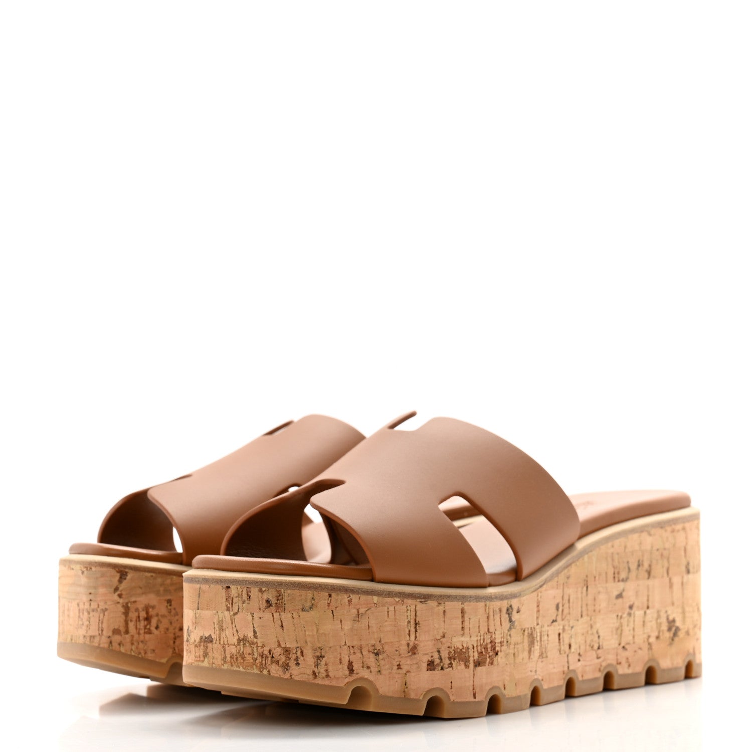 Hermes Calfskin Cork Eze 30 Sandals 37 Marron Glaise 3 of 9