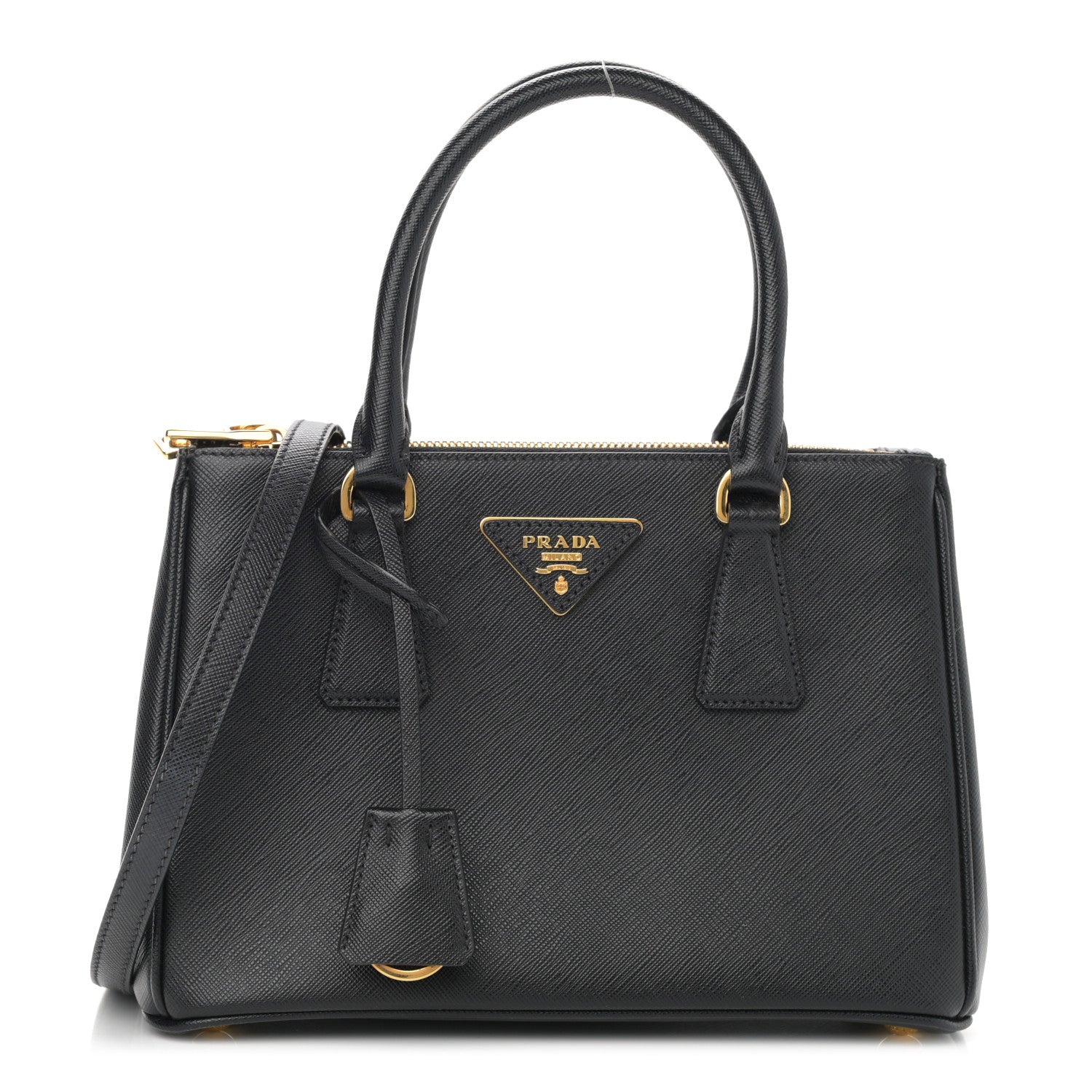 Prada Saffiano Mini Galleria Double Zip Tote Black 1 of 10