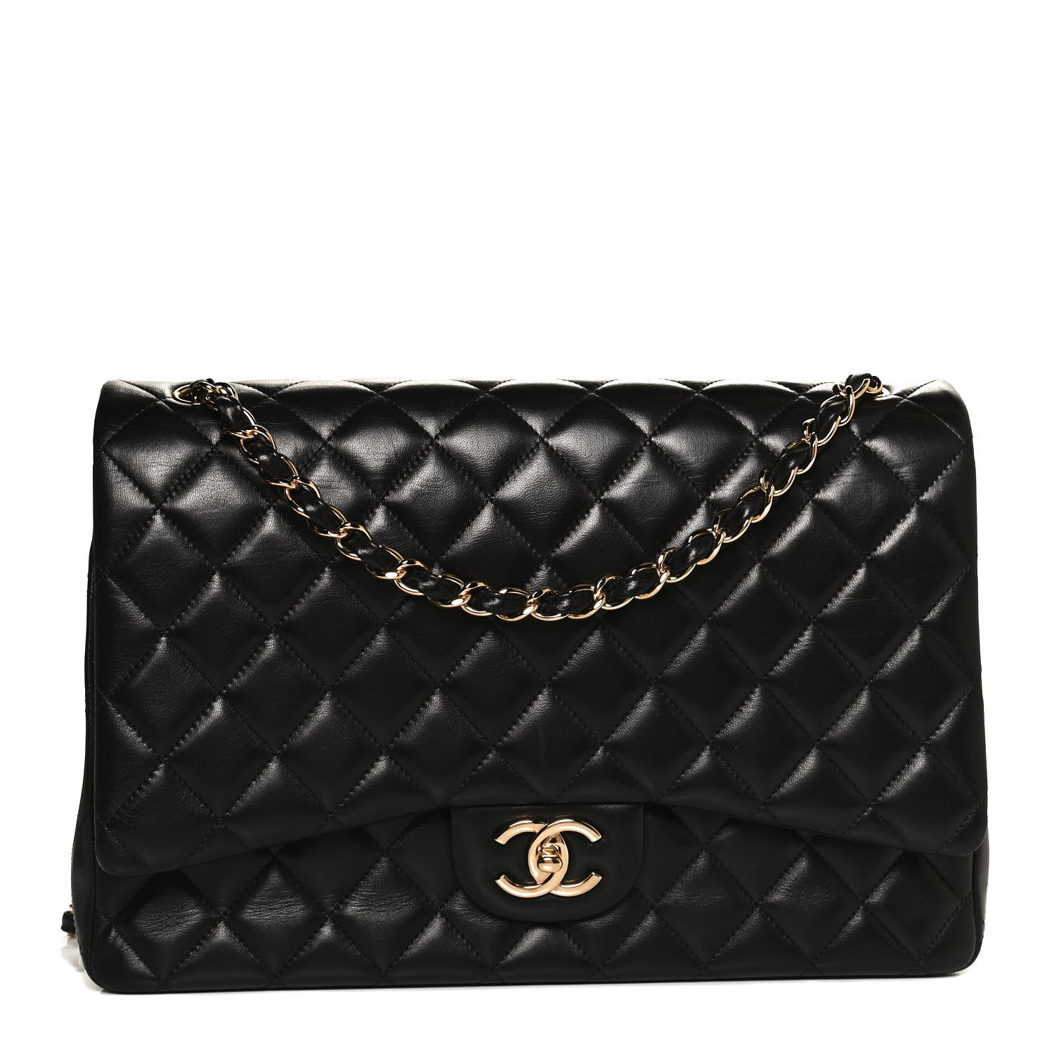 Chanel Lambskin Quilted Maxi Double Flap Black 1 of 11