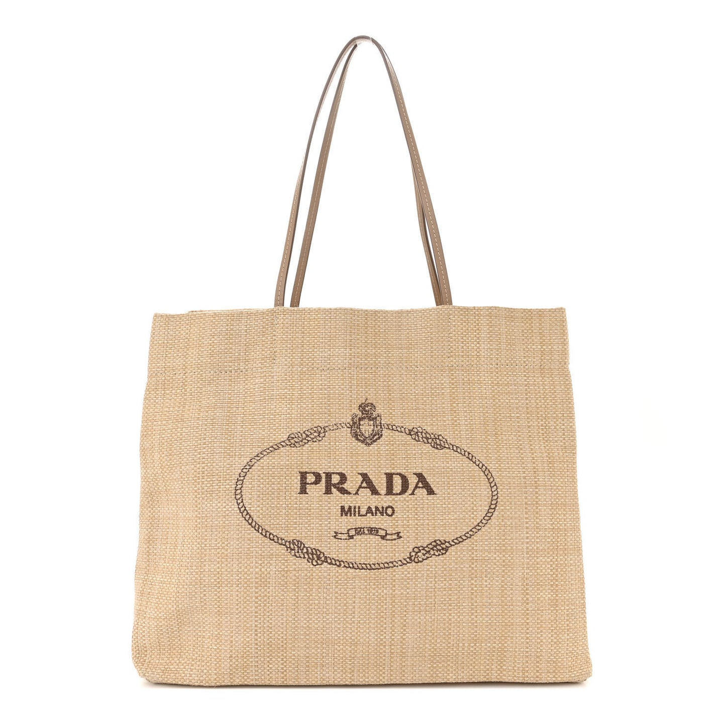 Raffia Logo Tote Naturale
