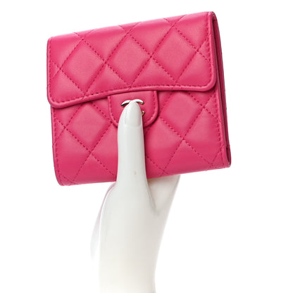Chanel Lambskin Quilted Compact Flap Wallet Pink 2 of 13
