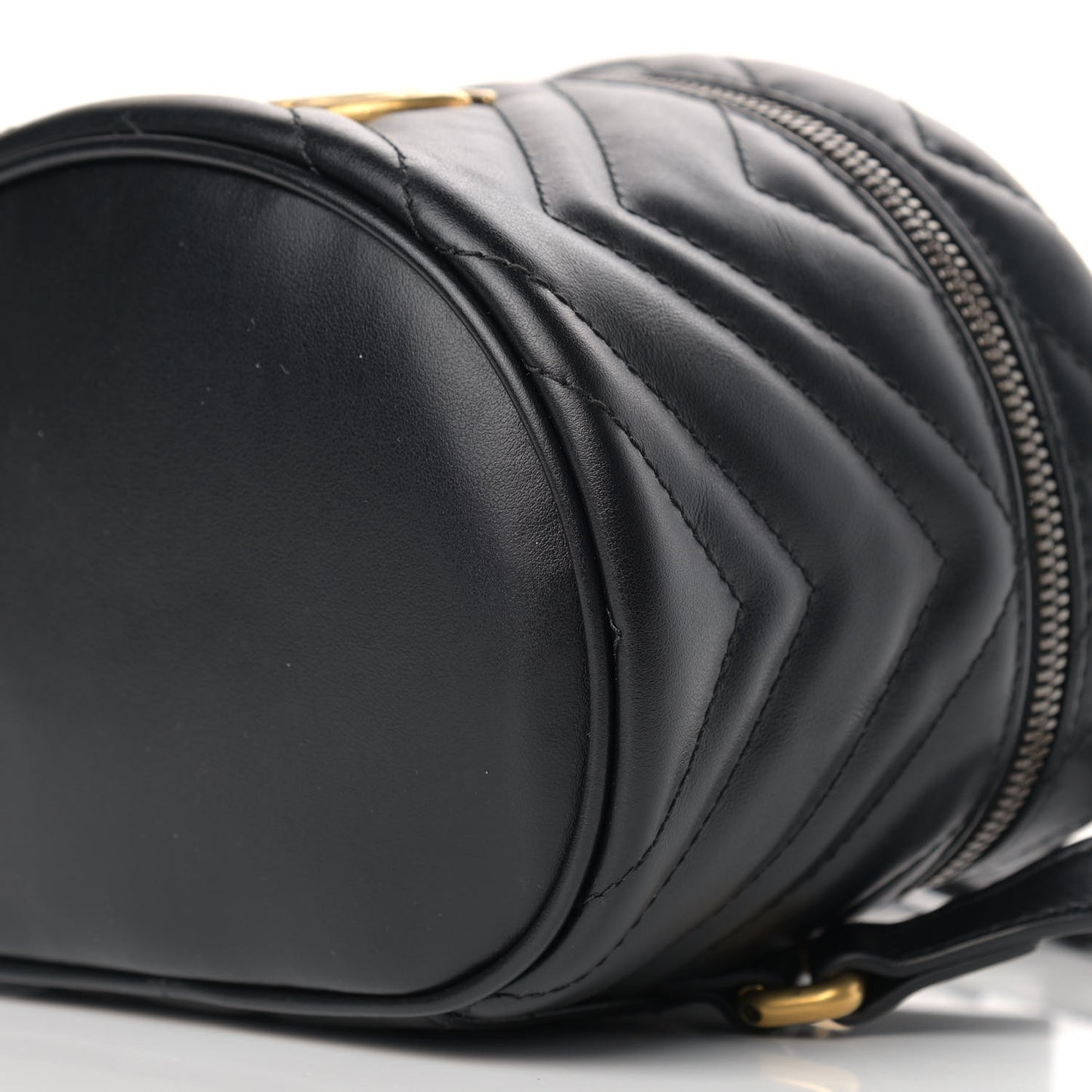 Calfskin Matelasse Mini GG Marmont Round Backpack Black