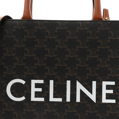 Celine Triomphe Canvas Calfskin Small Vertical Cabas Tan 7 of 12