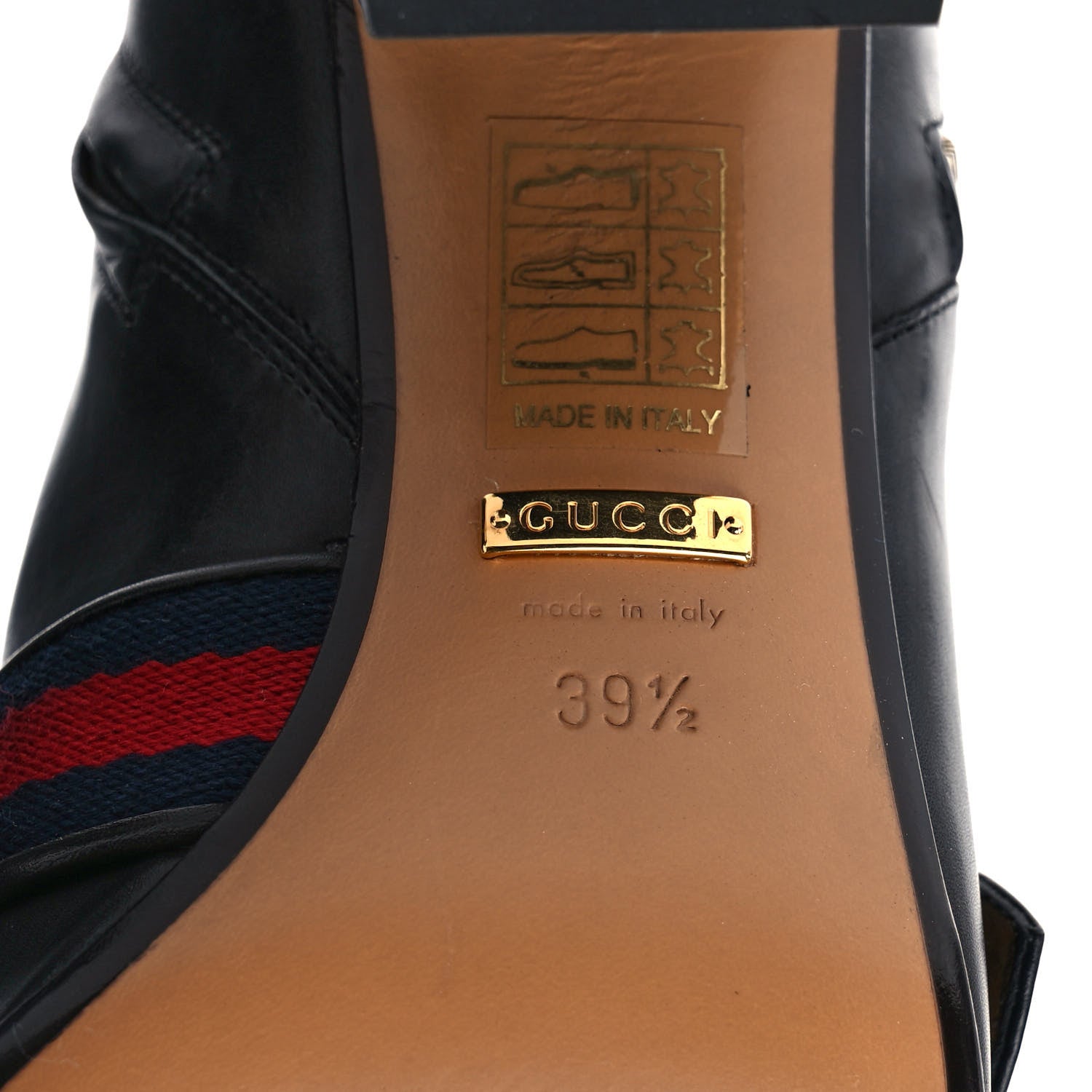 Gucci Betis Glamour Calfskin Web Pearl Embellished Peyton 75mm Ankle Boots 39.5 Black 6 of 10