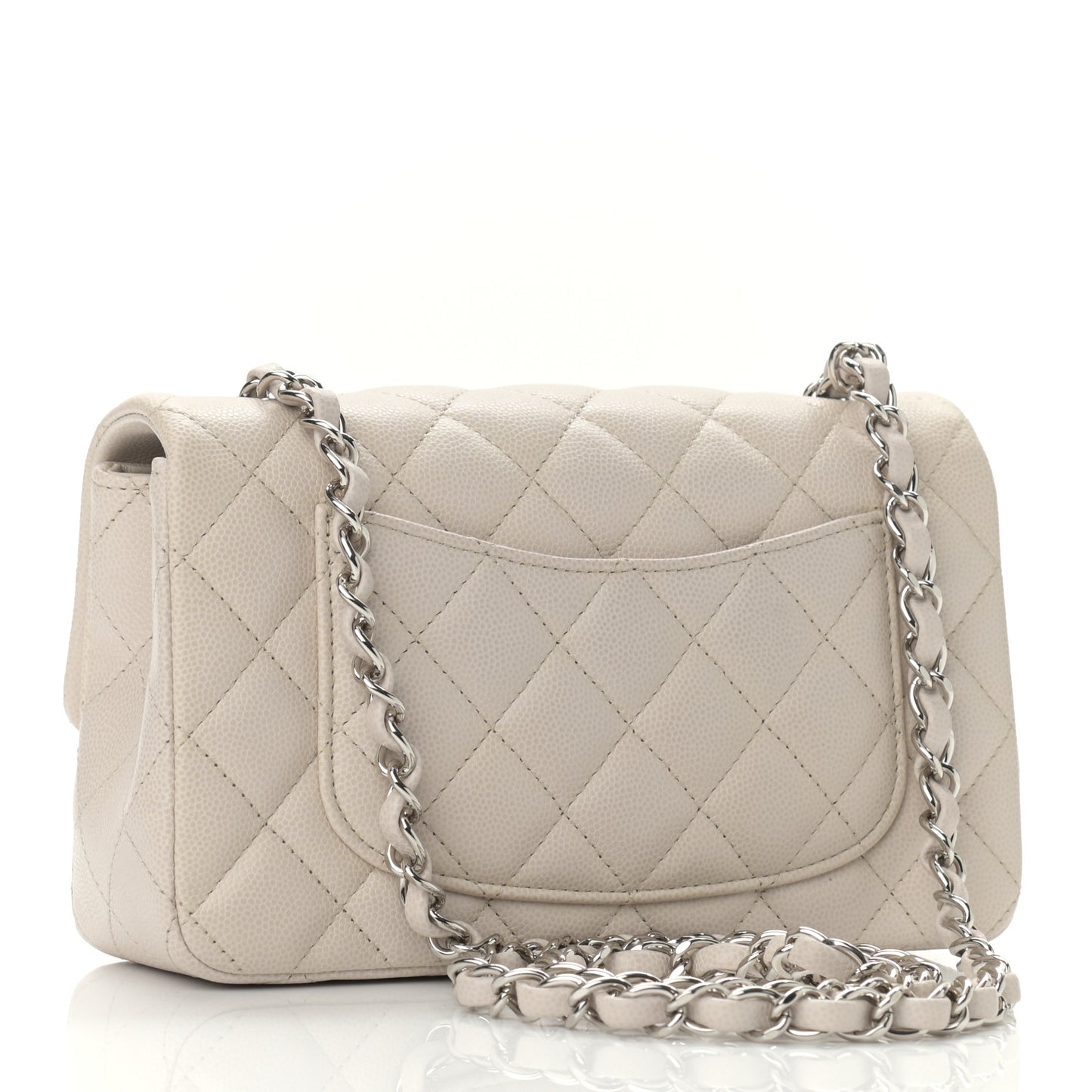 Caviar Quilted Mini Rectangular Flap Ivory