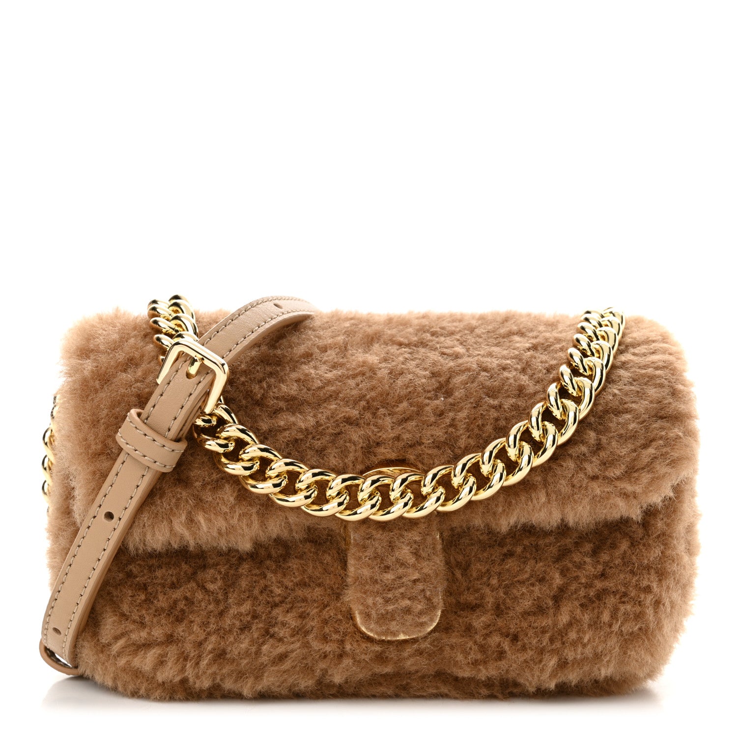 Marc Jacobs Faux Fur Calfskin Mini The Teddy J Marc Shoulder Bag Camel 1 of 12