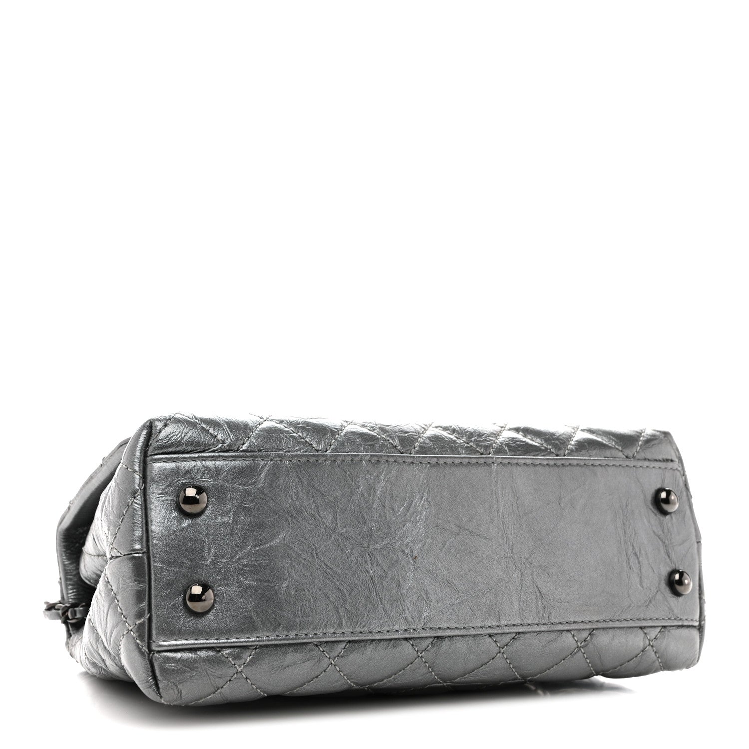 Chanel Metallic Aged Calfskin Quilted Mini Coco Handle Flap Charcoal 4 of 10