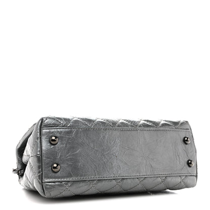 Chanel Metallic Aged Calfskin Quilted Mini Coco Handle Flap Charcoal 4 of 10