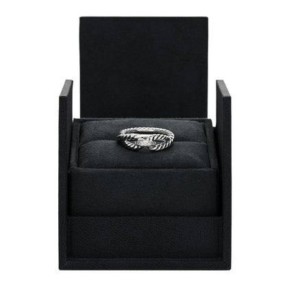 David Yurman Sterling Silver Pave Diamond Cable Loop Ring 53 6.5 5 of 5