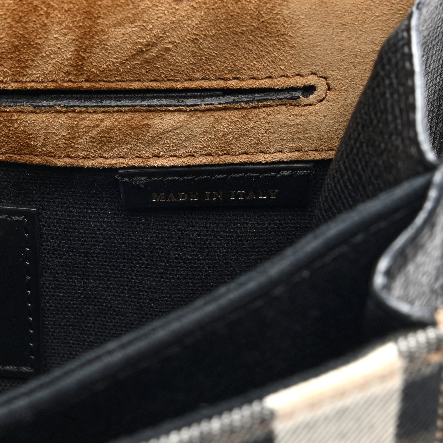 Burberry Derby Calfskin House Check Small Macken Crossbody Bag Black 7 of 10