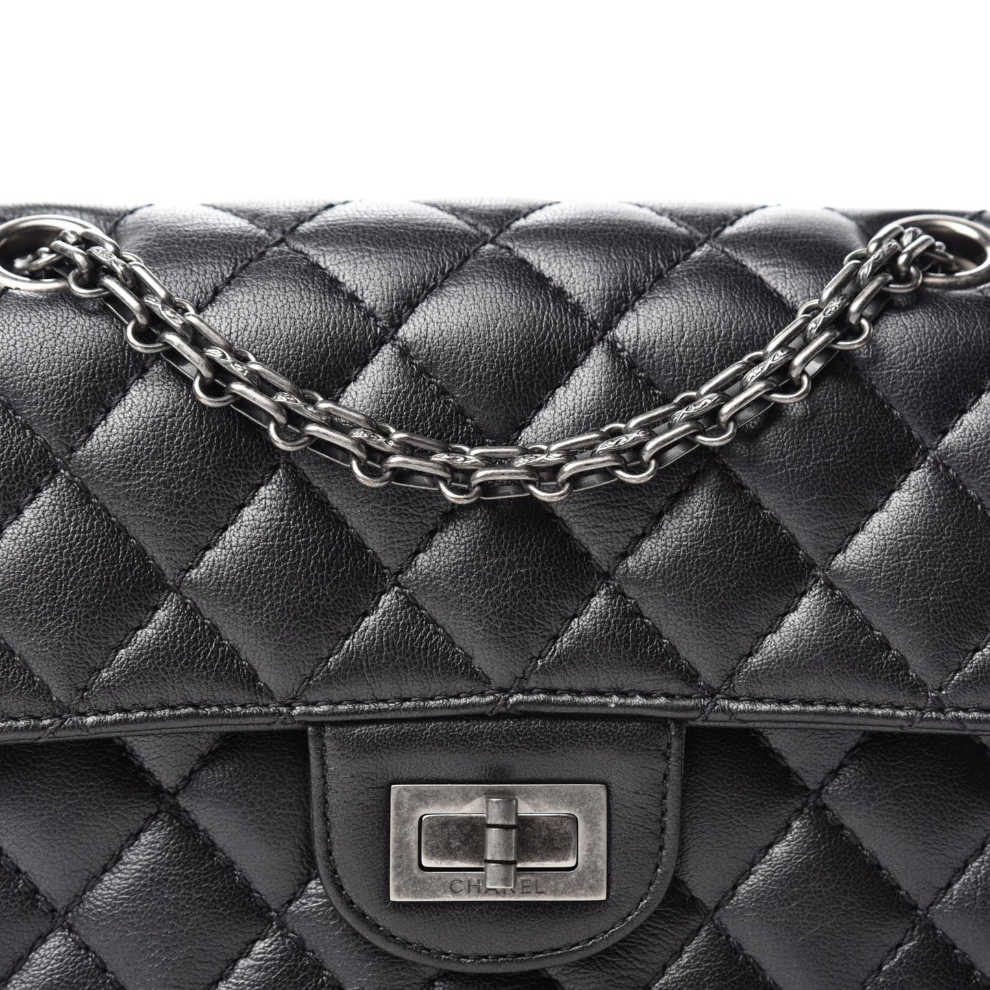 Goatskin Quilted 2.55 Reissue Mini Flap Dark Silver